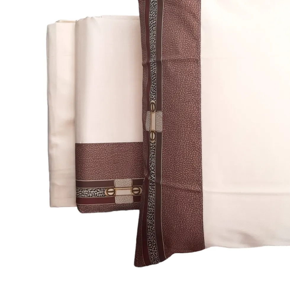 Lenzuola Borbonese matrimoniale in raso ASCOT marron glacè