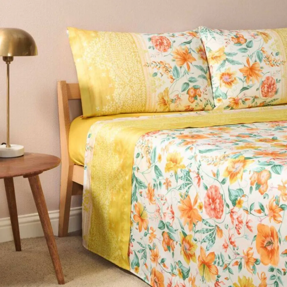 Lenzuola-copriletto Bassetti Casablanca Y11 matrimoniale in cotone a fiori