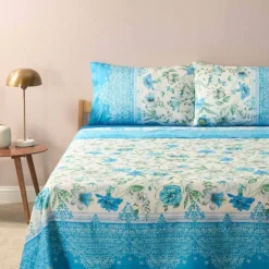 Lenzuola-copriletto Bassetti Casablanca C1 matrimoniale in cotone a fiori