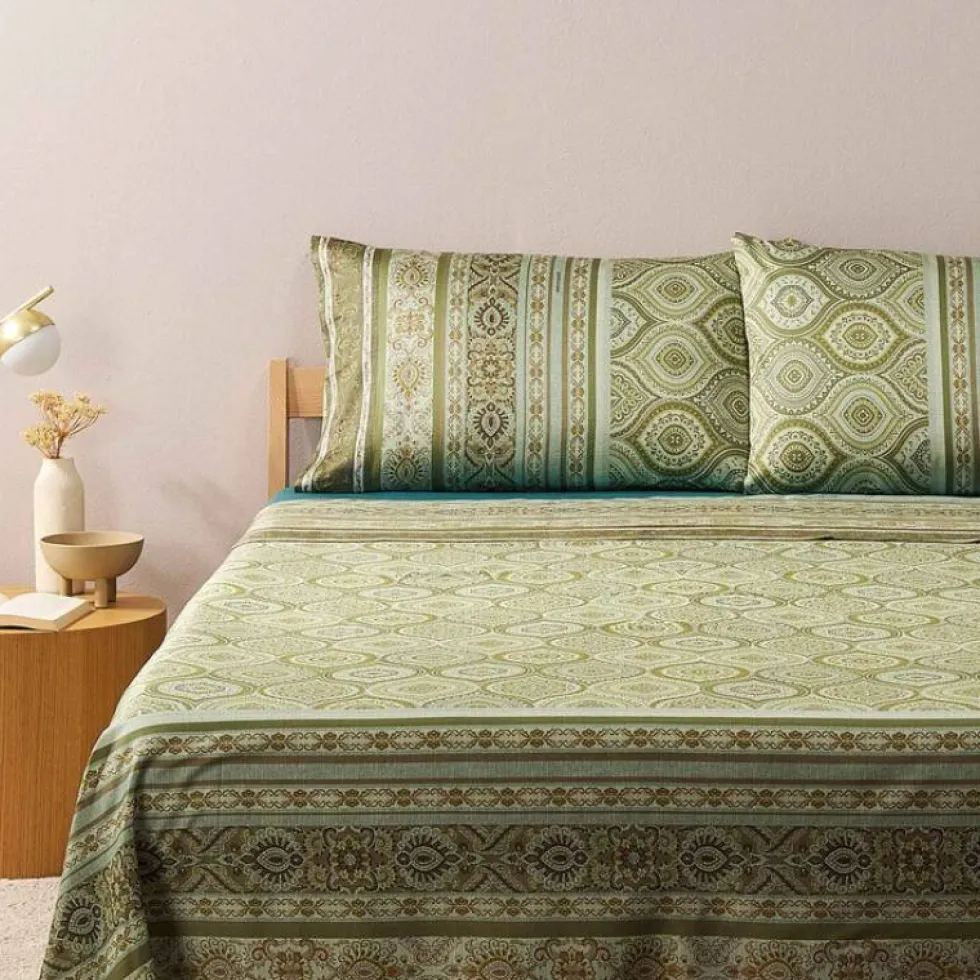 Lenzuola-copriletto Matrimoniali Bassetti Granfoulard Hanbury V1 verde