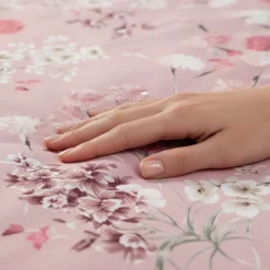 Lenzuola-copriletto matrimoniale MARTHA O'NEIL Agata rosa floreale