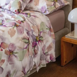 Lenzuola-copriletto matrimoniale Fazzini in percalle Trasparenze rosa