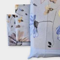 Lenzuola floreali completo matrimoniale in cotone ANIA bluette
