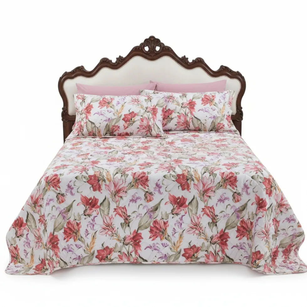 Lenzuola in Percalle completo Matrimoniale GABEL BELLA floreale rosa