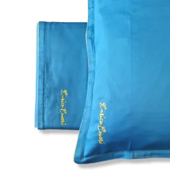 Lenzuola in raso matrimoniale Enrico Coveri blu con sotto e federe