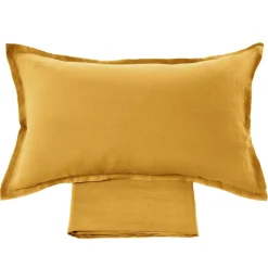 Lenzuola lino 100% e federe matrimoniale Soffio Giallo Ocra
