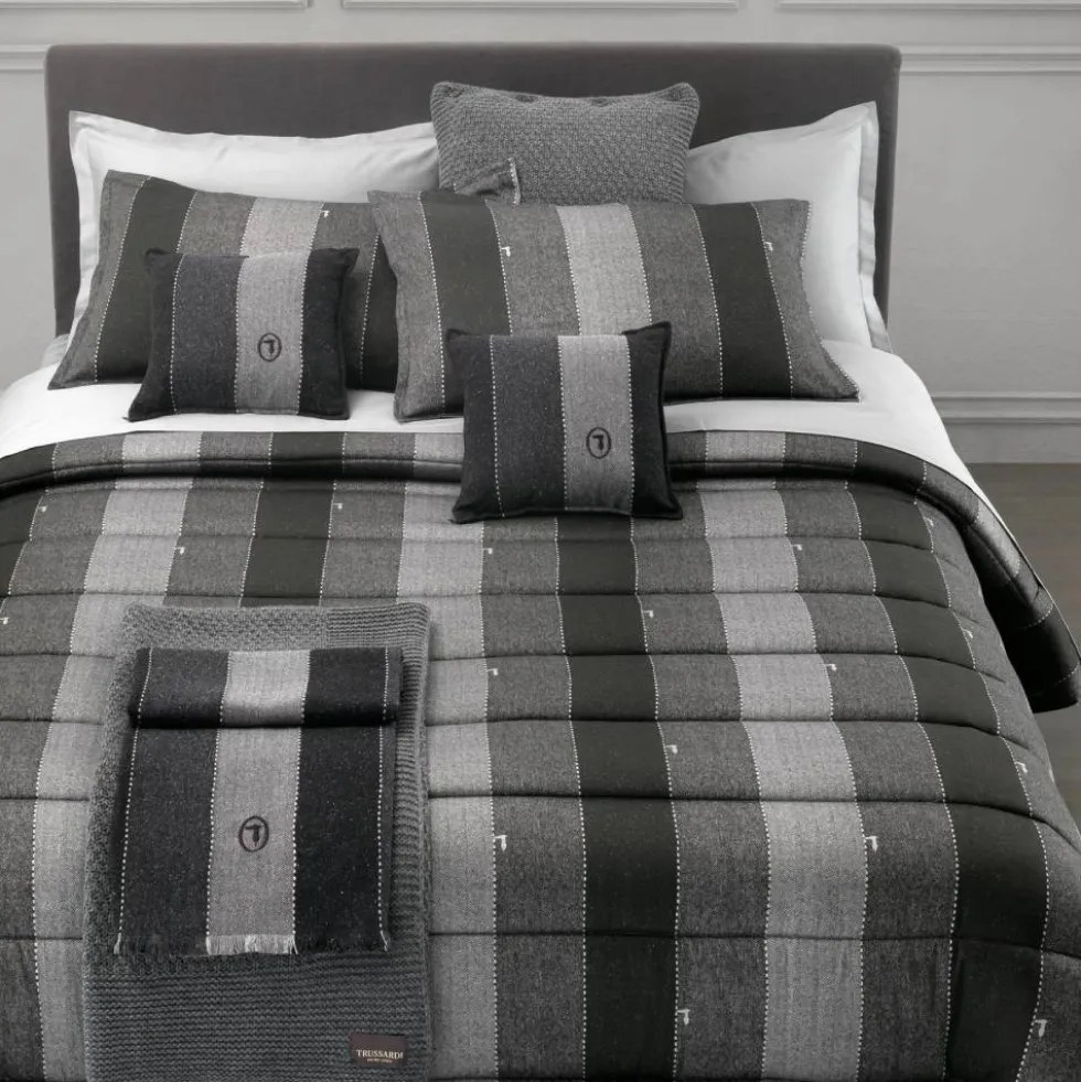 Lenzuola matrimoniale raso Trussardi NEW TWEED grigio