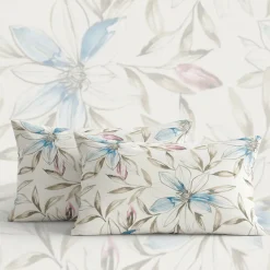 Lenzuola matrimoniali completo in percalle SOMMA Camille fiori rosa