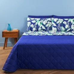 Lenzuola matrimoniali con 4 federe Bassetti Tropicale blu
