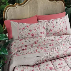 Lenzuola Percalle Matrimoniali GABEL Allure floreale malva