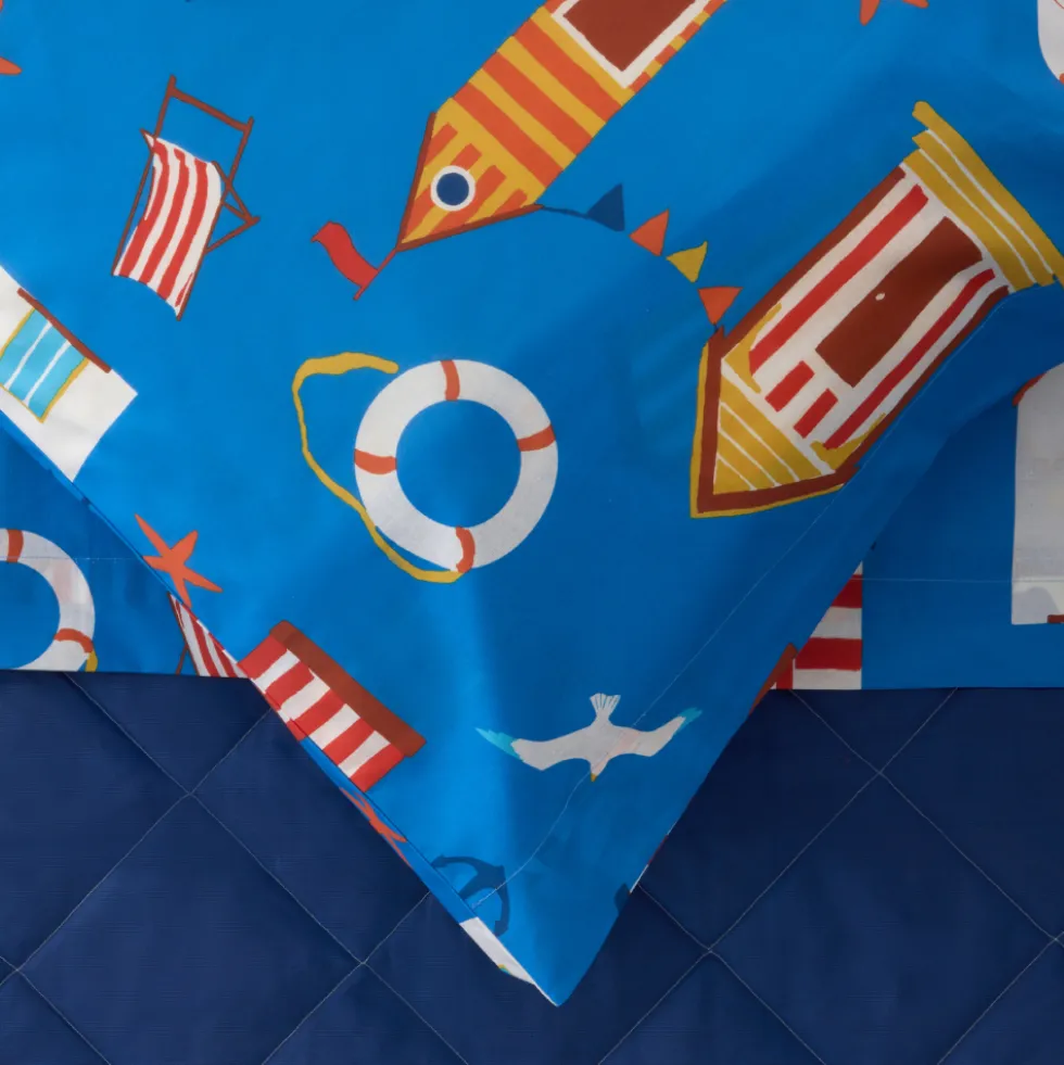 Lenzuola 1 Piazza e Mezza Bassetti Cabana B1 bluette Puro Cotone