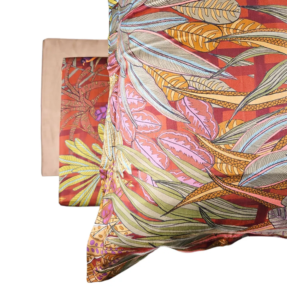 Lenzuola Raso 300 TC matrimoniale Selvaggia bordeaux multicolore
