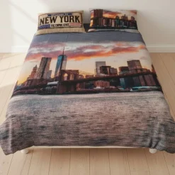 Lenzuolo copriletto Brooklyn letto singolo in puro cotone con federa reversibile