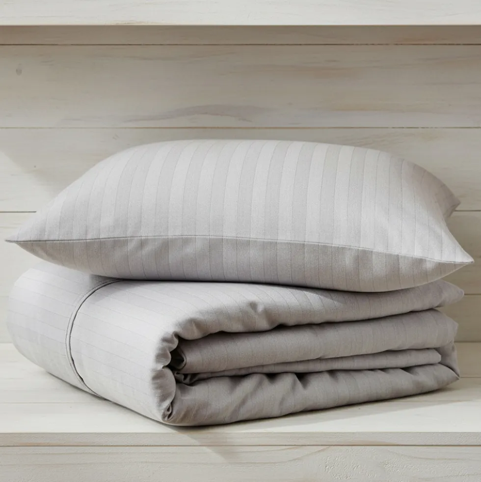 LUXEA Copripiumone con federe letto 2 piazze NO-STIRO grigio perla