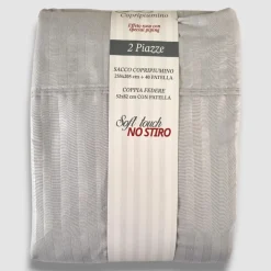 LUXEA Copripiumone con federe letto 2 piazze NO-STIRO grigio perla