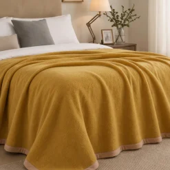 Marzotto HOME | Coperta Matrimoniale Pura Lana Marta - senape