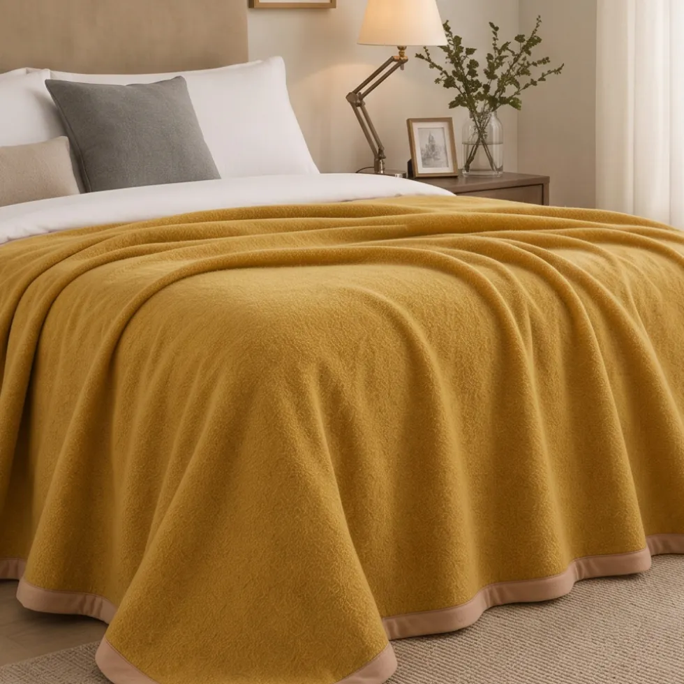 Marzotto HOME | Coperta Matrimoniale Pura Lana Marta - senape