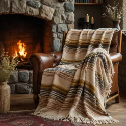 Missoni Home plaid con frange 130x190 cm HUMBERT 148 marrone zig-zag