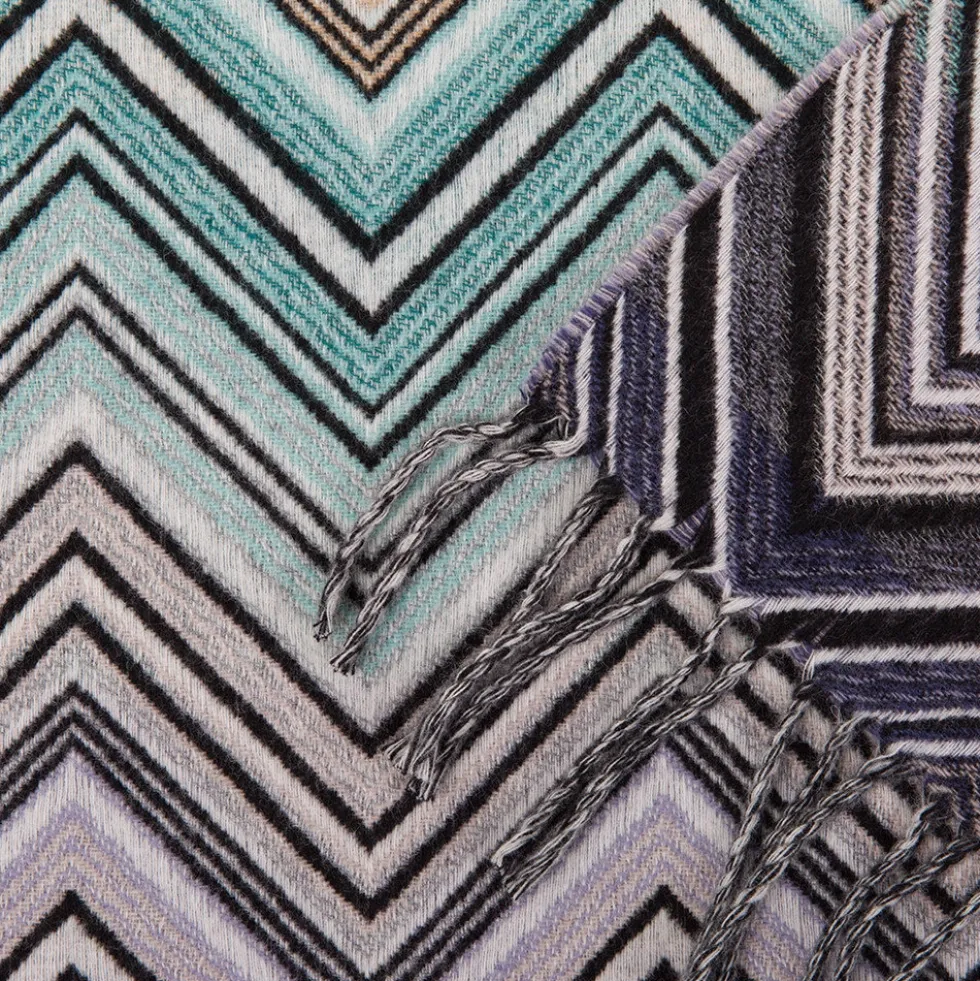 Missoni Home plaid con frange 130x190 cm PERSEO 170 toni freddi