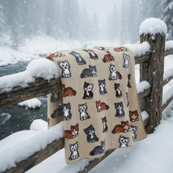 Morbido e caldo Plaid in Lana Cotta Gattini tortora 150x170 da divano