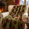 Morbido Plaid 150x170 Lana Cotta Fondo verde e Coccinelle rosse