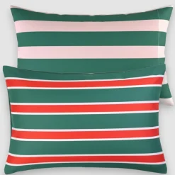 Parure copripiumino a righe rosso-verde Vallesusa POLO in puro cotone