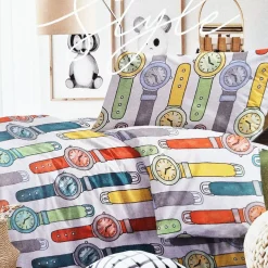 Parure copripiumino in cotone singolo Reroy orologi colorati
