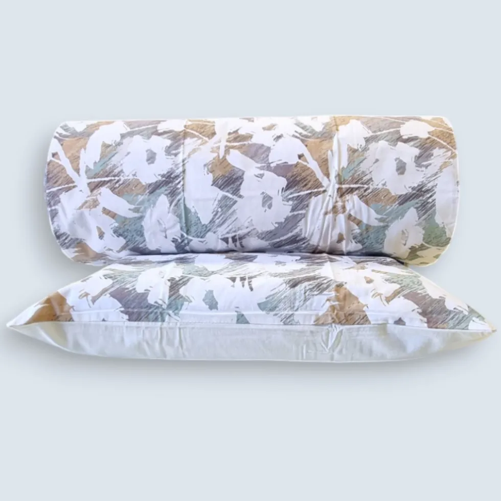 Parure copripiumino in puro cotone Les Uniques floreale Steel Grey