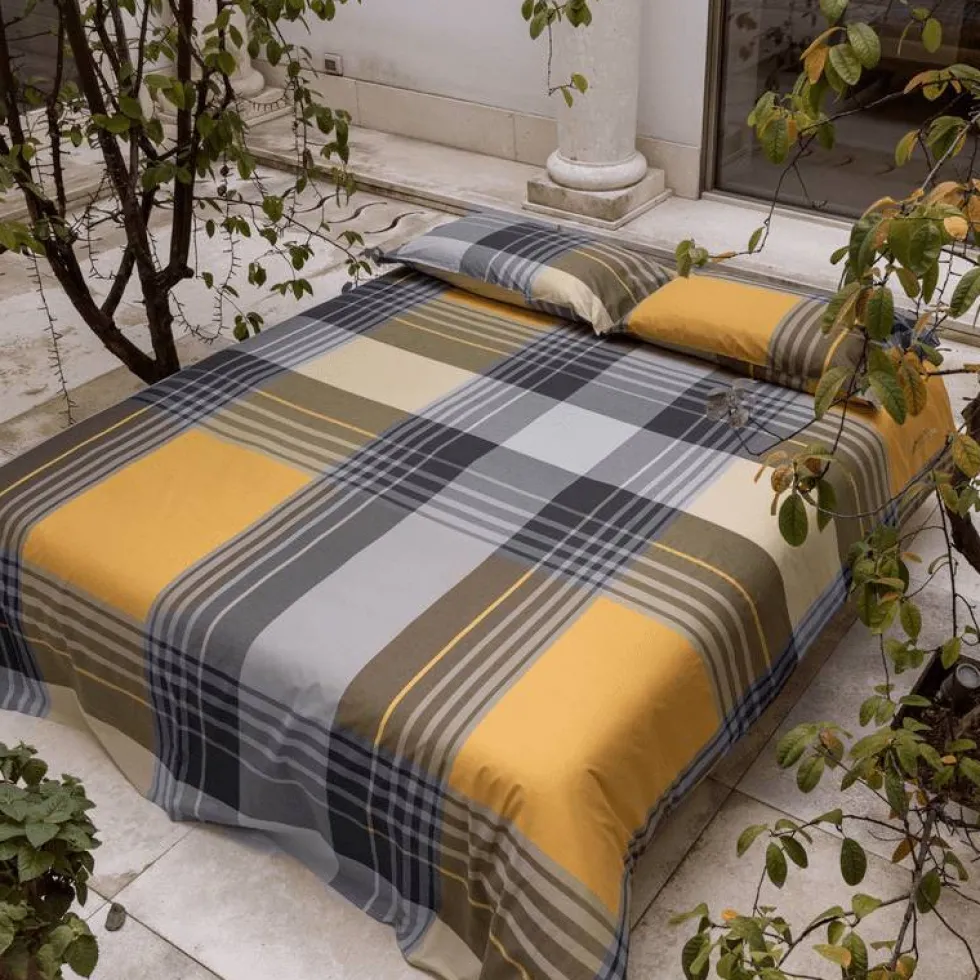 Parure lenzuola con federe tinto filo scozzesi Bossi Casa SAFFRON 7443