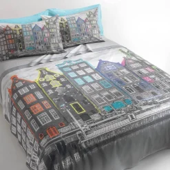 Parure lenzuola-copriletto con federe in cotone GABEL DAM grigio fumo