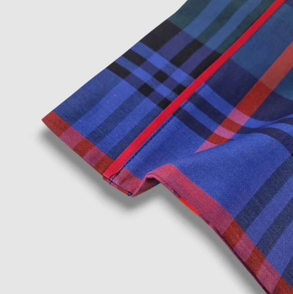 Parure lenzuola tinto filo matrimoniale Bossi WALLACE 7604 scozzese blu