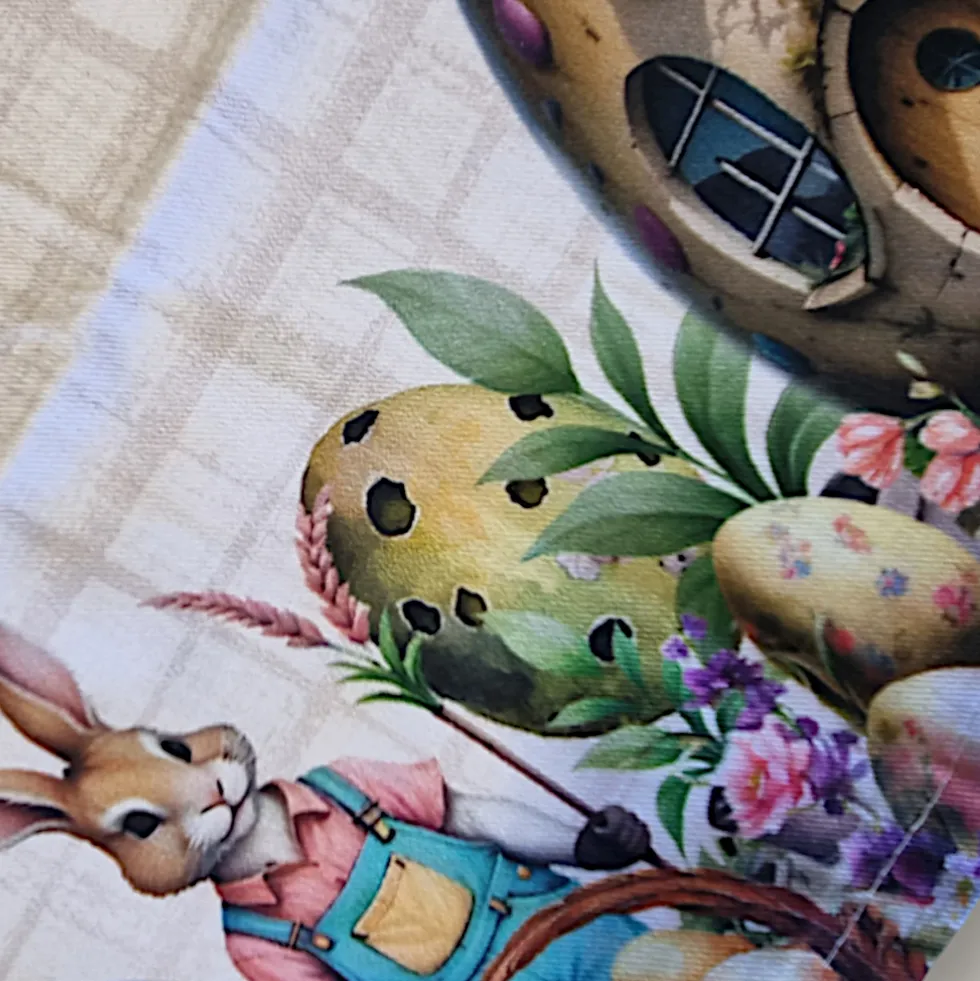 Pasqua Centrotavolo cotone tovaglietta quadrata Eggs Village
