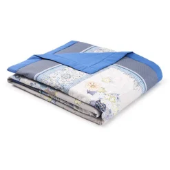 Plaid Bassetti Granfoulard Hanami G1 - Eleganza Floreale in Tonalità Grigio azzurro