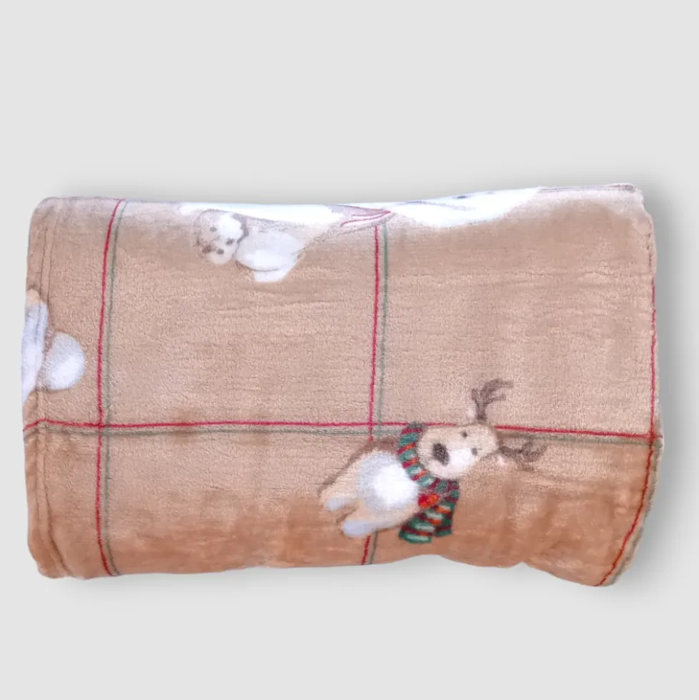 Plaid coperta letto-divano New England super Soft Animali nocciola