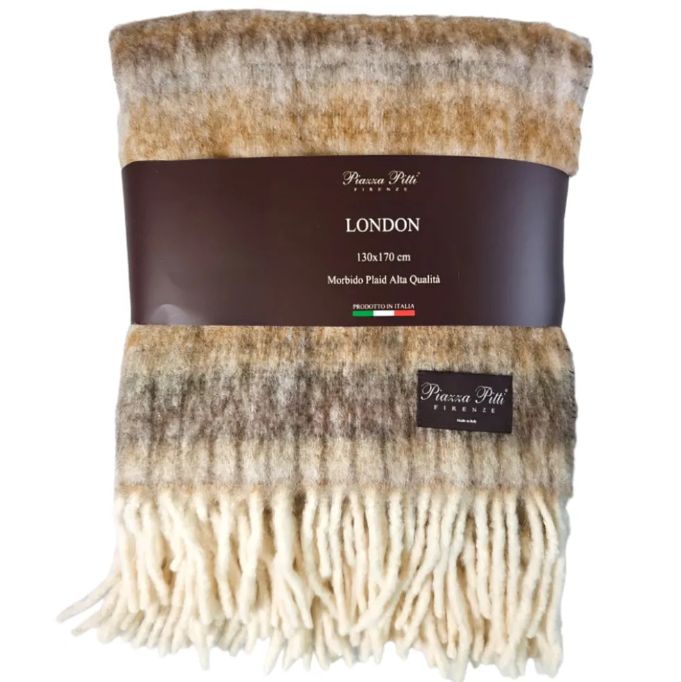 Plaid da divano coperta in Lana con frange London naturale