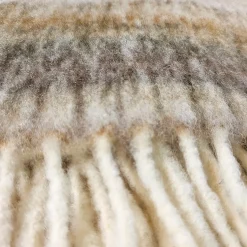 Plaid da divano coperta in Lana con frange London naturale