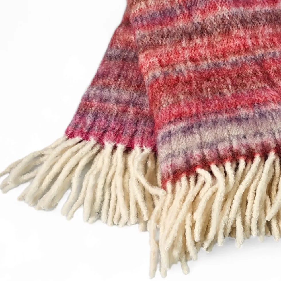 Plaid da divano coperta in Lana con frange 130x170 London peonia