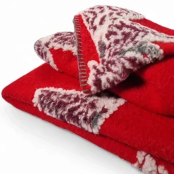 Plaid da divano in Lana Cotta Baita Innevata Casette rosso