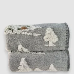 Plaid da divano Lana Cotta 150 x 170 Alberi innevati grigio