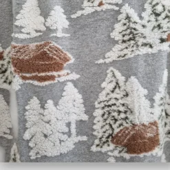 Plaid da divano Lana Cotta 150 x 170 Alberi innevati grigio
