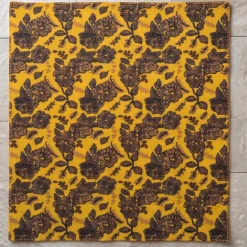 Plaid di Lana Cotta fiori d'Autunno senape - Soffice e Accogliente