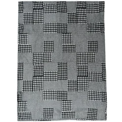 Plaid effetto agnellato Central Park bianco e nero pied de poule 130x160