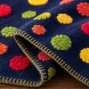 Plaid in lana cotta 150x170 cm blu con motivo a pois multicolor