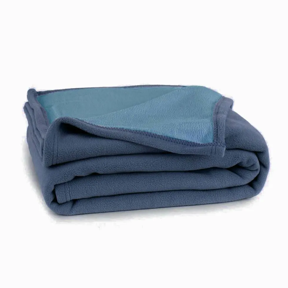 Plaid in micropile soffice coperta divano letto double-face blu