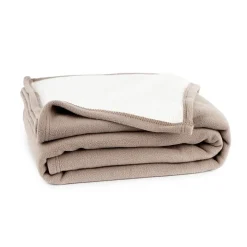 Plaid in micropile soffice coperta divano letto double-face tortora