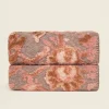 Plaid lana cotta 150x170 cm floreale rosa fondo grigio Bordo punto cavallo