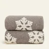 Plaid lana cotta 150x170 cm Grigio con motivo alpino Bordo punto cavallo