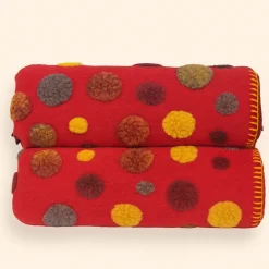 Plaid lana cotta 150x170 cm rosso con motivo a pois Bordo punto cavallo