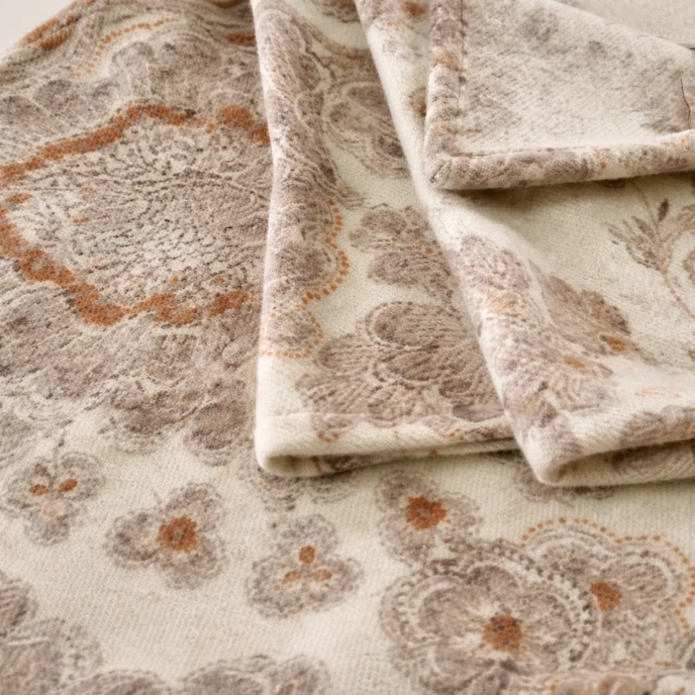 Plaid Lanerossi Ducale 130x180 Lana Merino Beige Floreale