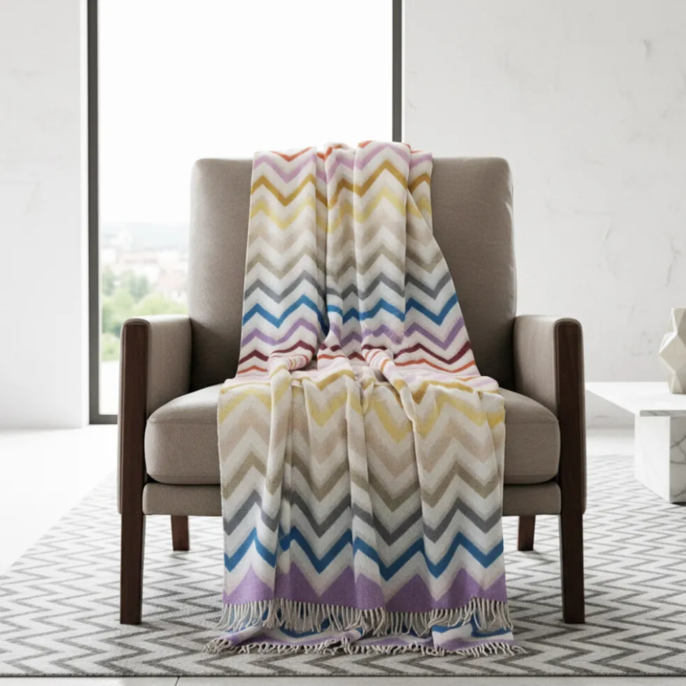 Plaid Missoni Home con frange 130x190 cm WATAMU 100 chevron
